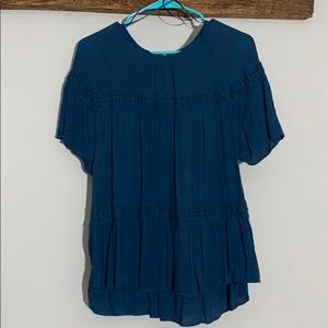 Blue partially textured blouse